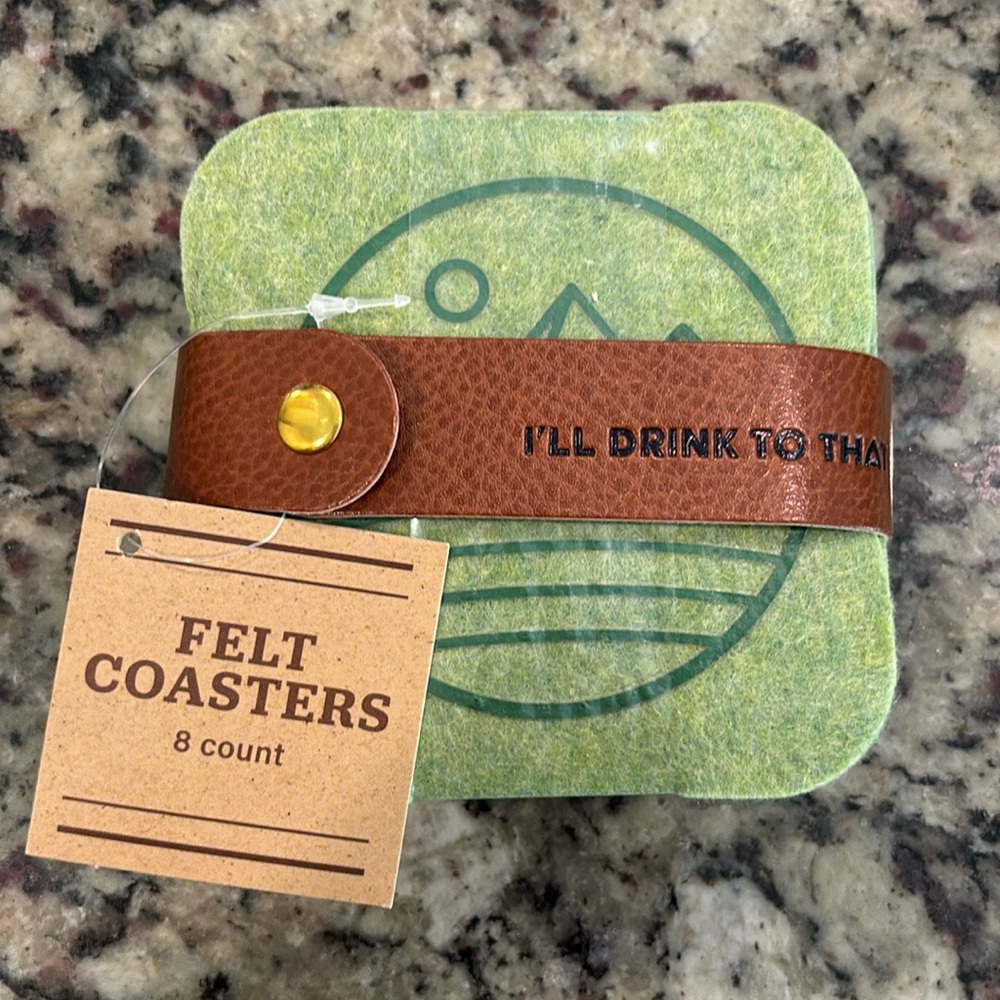 Paper Riot Co green felt coasters